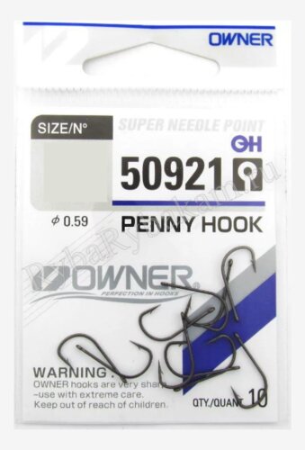 Крючок Owner 50921 Penny Hook №12 черный хром 11шт