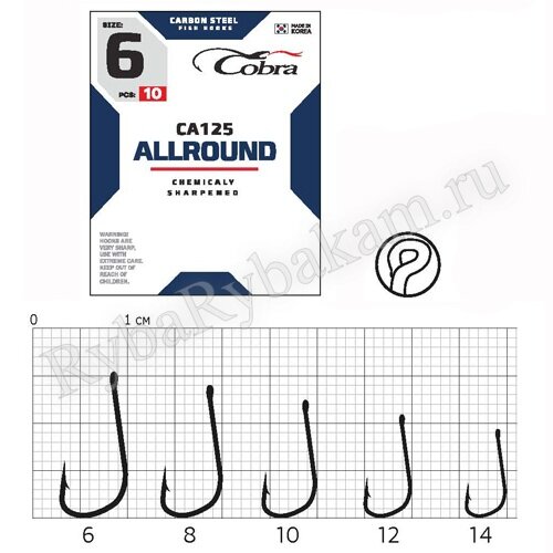 Крючки Cobra STRUGER сер. CA125 размер 010 (10 шт)