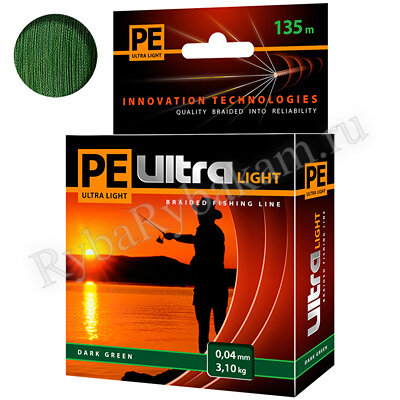 Шнур Aqua Pe Ultra Light 135м*0.16мм темно-зеленый
