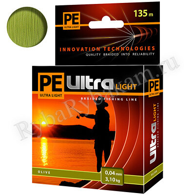 Шнур Aqua Pe Ultra Light 135м*0.12мм оливковый