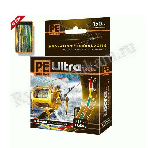 Шнур Aqua PE Ultra Troll MULTICOLOR 0,18mm 150m