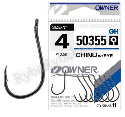 Крючок Owner 50355 Chinu №04 черный хром 11шт