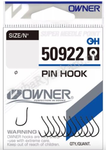 Крючок Owner 50922 Pin Hook №16 черный хром 12шт