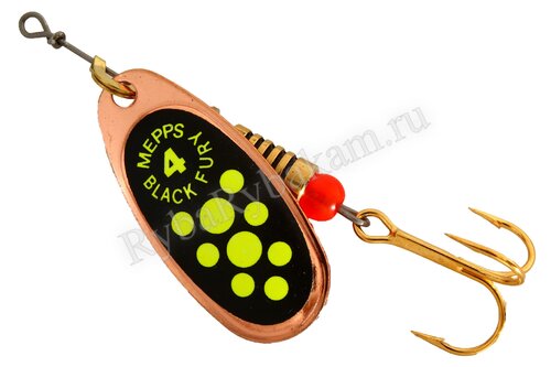 Блесна Mepps Black Fury Ch 4 C медь/черный, зеленые точки