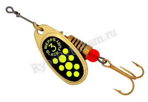 Блесна Mepps Black Fury Ch 3 G золото/черный, зеленые точки