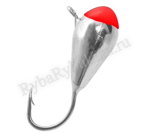 Мормышка вольфрамовая Lumicom КУ с красной каплей d7.0 серебро 10шт