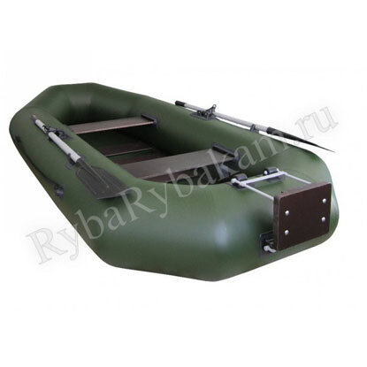 Лодка ПВХ Тонар надувная Шкипер-260 НТ гребная, зеленая