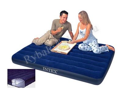 Intex Кровать Classic Downy 137*191*25 см флок, синий