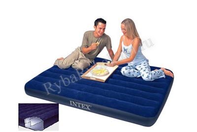 Intex Кровать Classic Downy 152*203*25см флок, синий