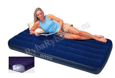 Intex Кровать Classic Downy 99*191*25см флок, синий