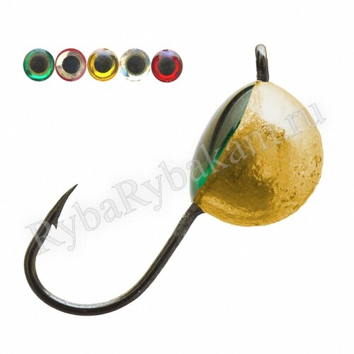 Мормышка вольфрамовая Lumicom Полусфера с глазом d6.0 золото 10шт