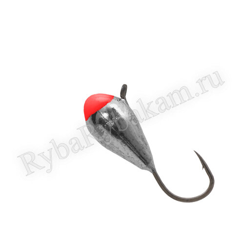 Мормышка вольфрамовая Lumicom КУ с красной каплей d4.0 серебро 10шт