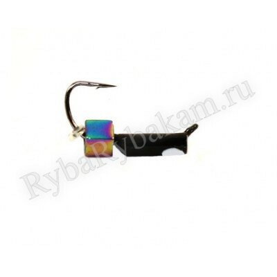 Мормышка вольф. Рефлекс-М 2 Ст-к Черн, Белый Глаз + Куб Гематит Хамелеон 3*3 0,4гр (12шт)
