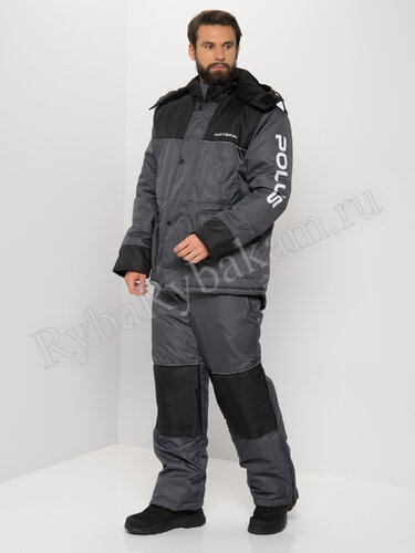 Костюм Huntsman Siberia Серый/Черный тк. Breathable Р-р: 52-54, Рост: 170-176 купить в Екатеринбурге | цена в интернет-магазине Рыба Рыбакам