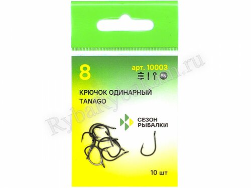 Крючок Сезон Рыбалки TANAGO-RING № 13 с ушком, покрытие BN (8 шт)