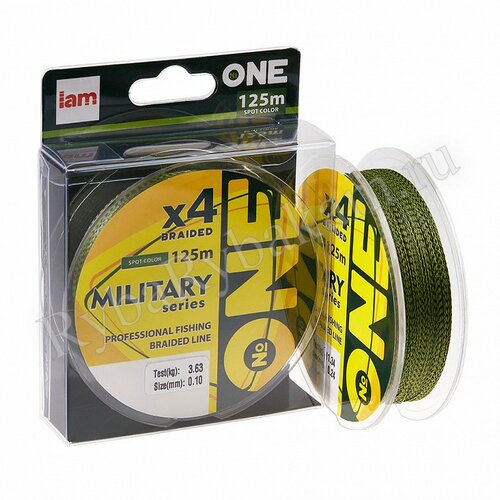 Шнур IAM №ONE MILITARY Х4-125 Зелёно-чёрный d0.24
