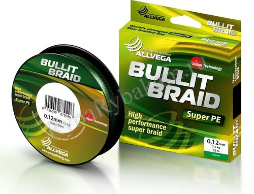 Шнур плетёный ALLVEGA "Bullit Braid" 135м тёмно-зелёный 0,12мм 7,1кг