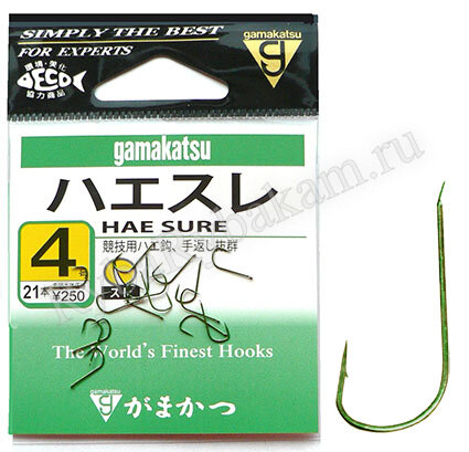 Крючок Gamakatsu Hae Sure №4 с лопаткой, покрытие BN (21 шт)