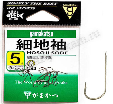Крючок Gamakatsu Hosoji Sode №5 с лопаткой, покрытие BN (19 шт)