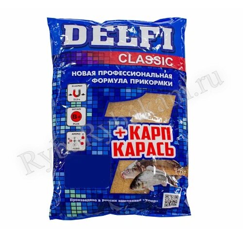 Прикормка DELFI Classic карп + карась клубника 800 гр
