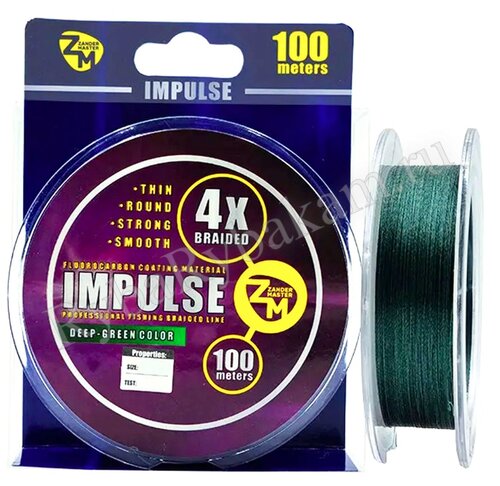 Шнур плетёный Zander Master Impulse 0,10 мм 100 м зеленый