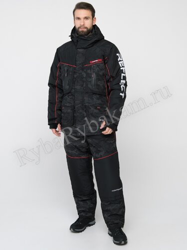 Костюм Huntsman Siberia Reflect цвет Черный ткань Reflex Membrane Р-р: 60-62 Рост: 182-188
