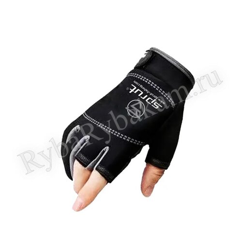 Перчатки SPRUT Neoprene Spinning Gloves NPSPGLV-GR-OS, черный/серый