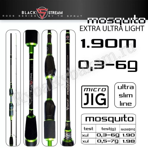 Спиннинг SPRUT Mosquito MJ 190XUL (6'2'' Extra Ultra Light/Lure:0,3-6g/Line:1-6lb) SMMJ622XULFS
