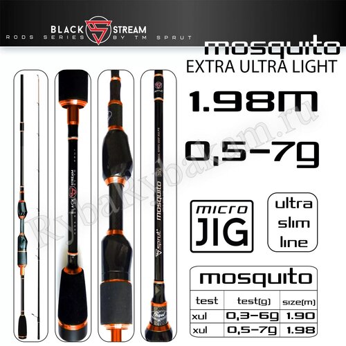 Спиннинг SPRUT Mosquito MJ 198XUL (6'4'' Extra Ultra Light/Lure:0,5-7g/Line:1-6lb) SMMJ642XULF