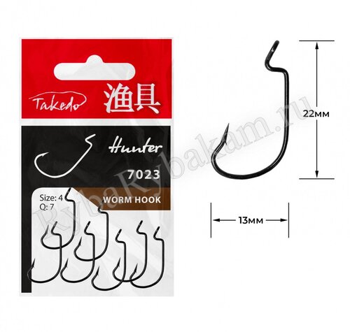 Крючок TAKEDO офсетный Hunter Worm WG7023 №4 7шт