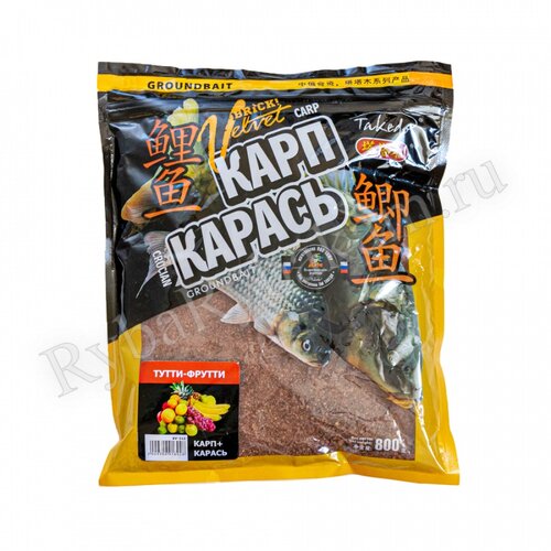 Прикормка TAKEDO BRICK! VELVET Карп+Карась тутти-фрутти 0,8кг
